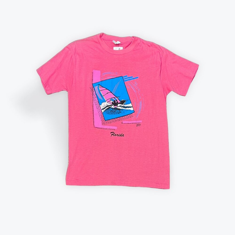 L | Vintage 1989 80s Single Stitch Florida Surfing Graphic T